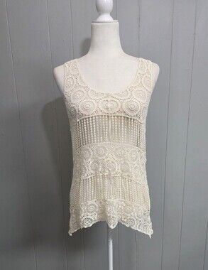 Finn & Clover Cream Crochet Top Size S
